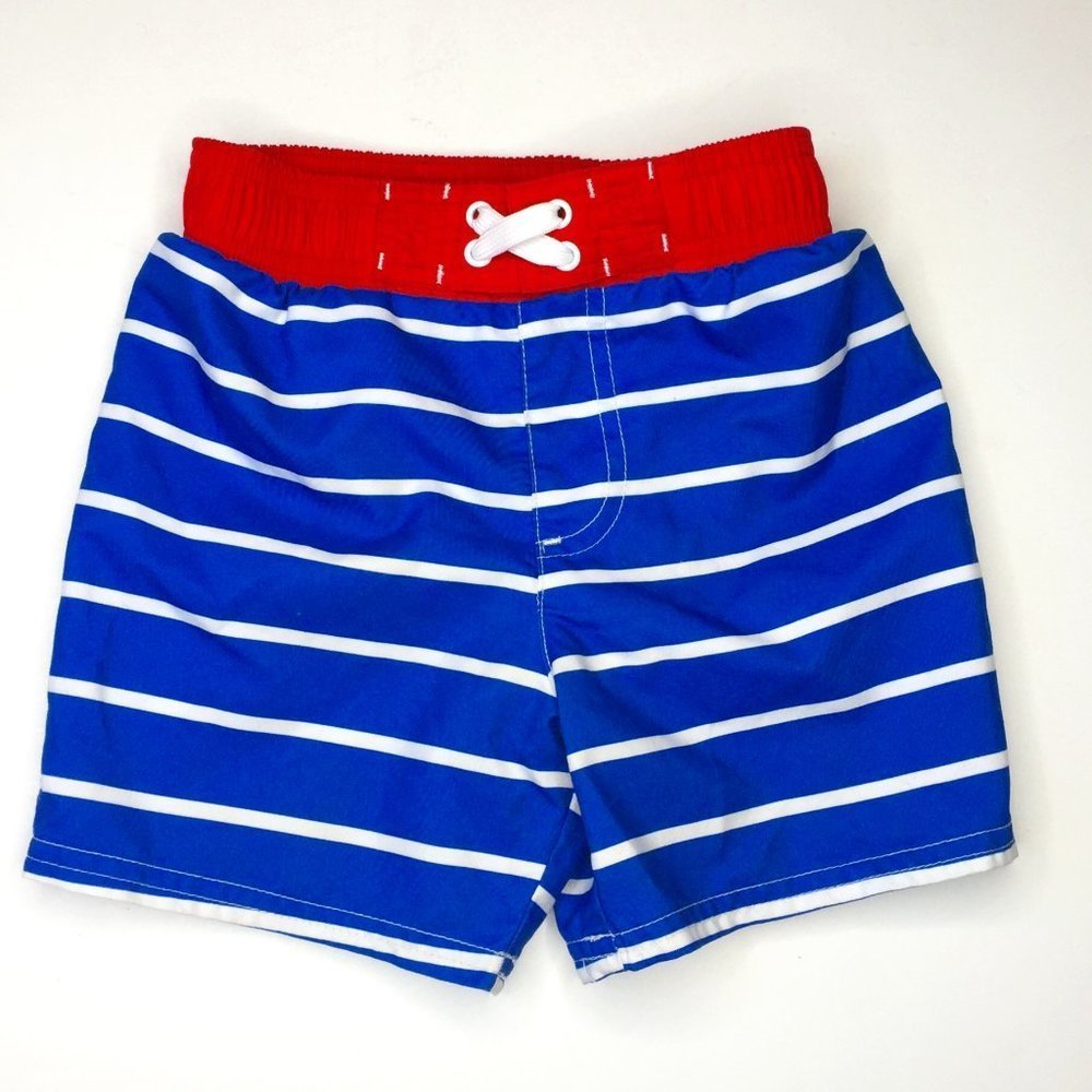 Cat & Jack, NWOT boy's 3T red, white, blue swim trunks w/ liner and drawstring.